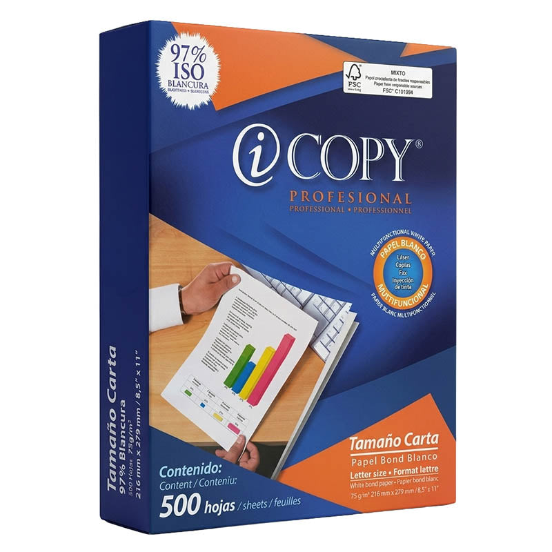 PAPEL BOND MULTIPROPOSITO ICOPY 8.5"X11" 20LB-75G (97%) (RESMA/500H)