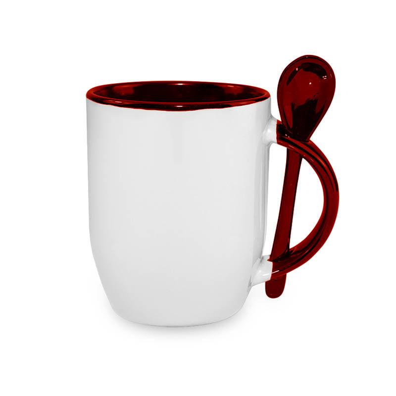TAZA DE CERAMICA CON INTERIOR - ASA Y CUCHARA (11-OZ)