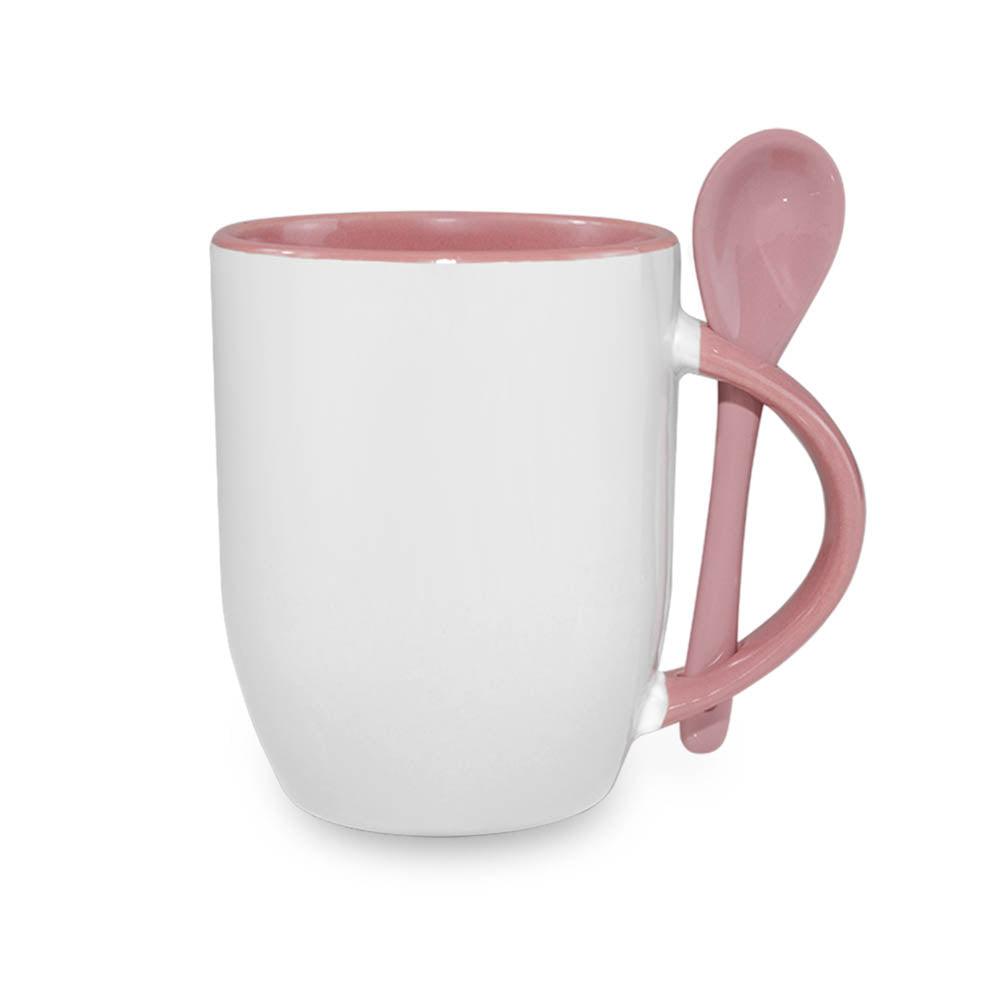 TAZA DE CERAMICA CON INTERIOR - ASA Y CUCHARA (11-OZ)
