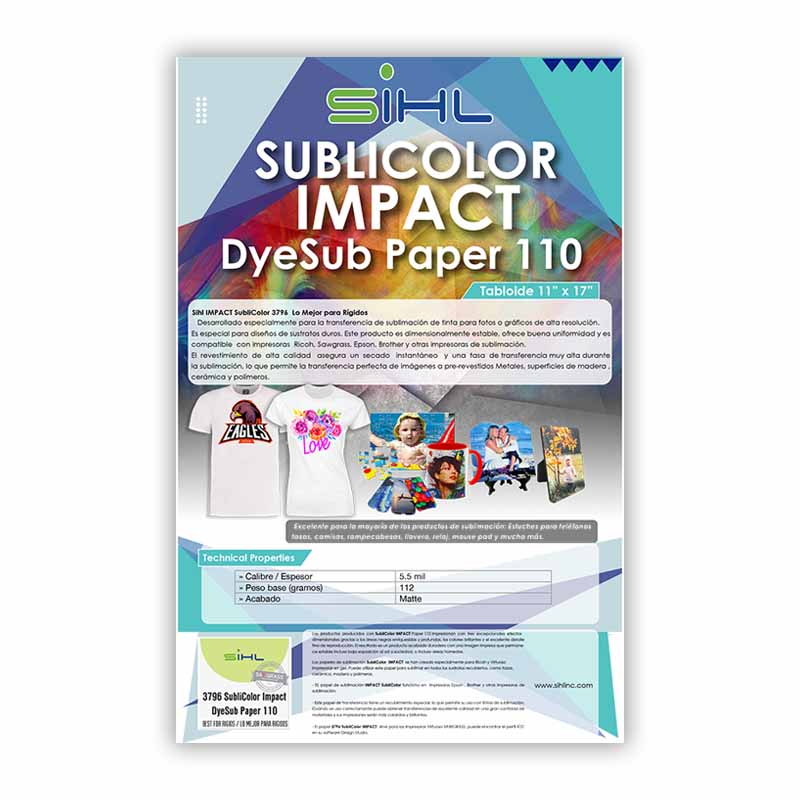 Papel P.Printlat Sihl Sublicolor Dye Sub 110 (11"X17")