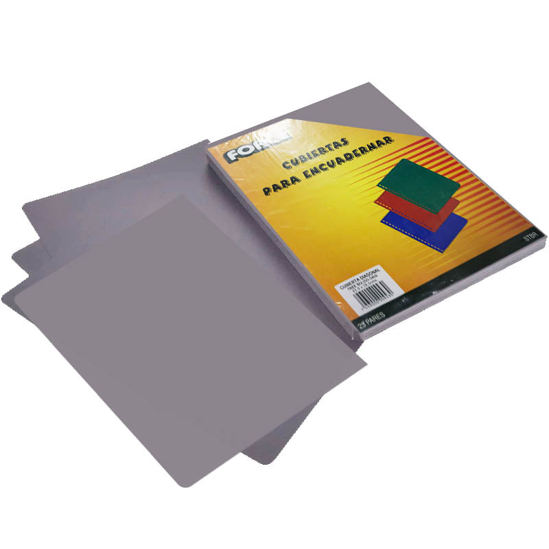 Cubierta Plástica para Encuadernar Force - Tree Sólido Gris (25 Pares)