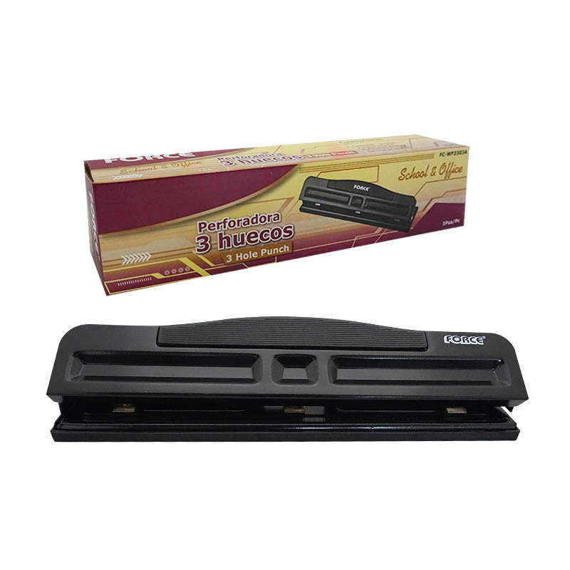 PERFORADORA FORCE (3-HUECOS) AJUSTABLE FC-WF3303A (12-HOJAS)