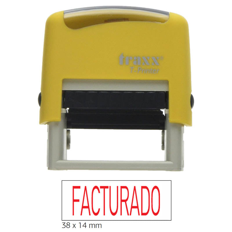 TRAXX‑T‑PRINTER 1573 – Sello con Texto “FACTURADO” Negro/Rojo Glossy – 5206313870261 38 x 14 mm