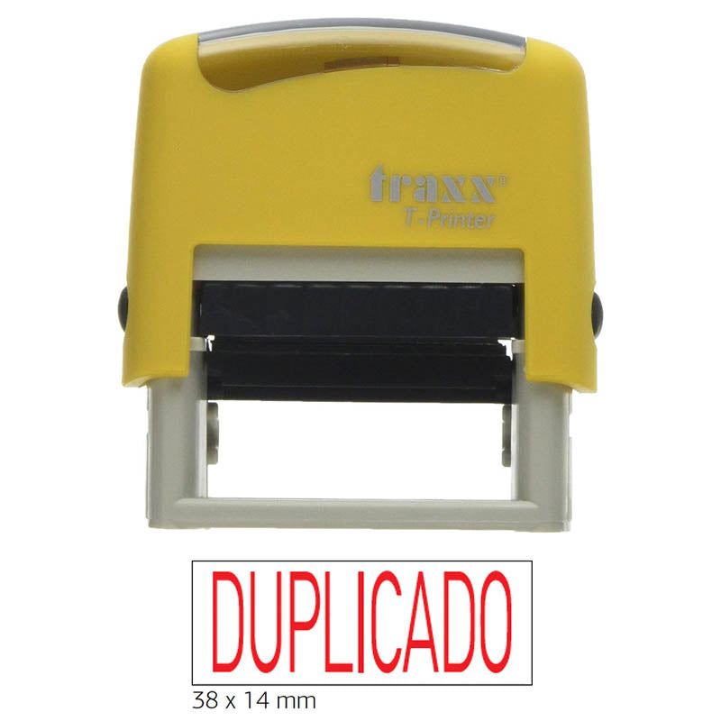 TRAXX‑T‑PRINTER 0958 – Sello de Texto “DUPLICADO” Negro/Rojo Glossy – 38 x 14 mm – 5206313870315