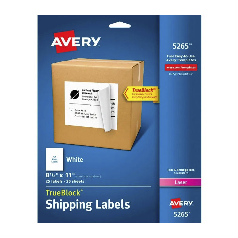 Etiqueta Avery 5265 Laser Shipping 8.5" X 11" (25H)