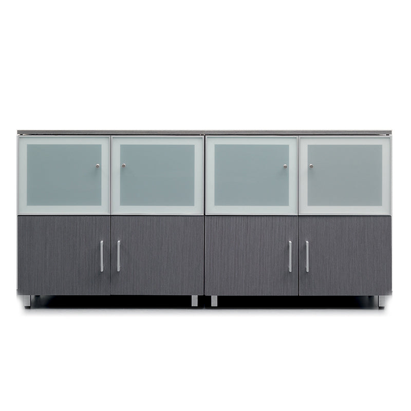 ARMARIO BAJO ISMOBEL ZEN D-C-1 CONJUNTO DE PUERTAS MIXTAS DE MADERA Y CRISTAL 90HX42X278CM CENIZA