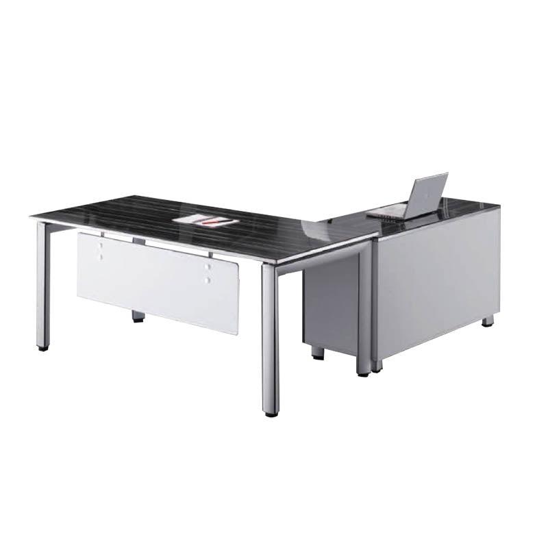 ESCRITORIO TIPO L FORCE FC-CS1820B (1.80X2.00X0.76M) BLACK+WARM WHITE (4-PARTES)