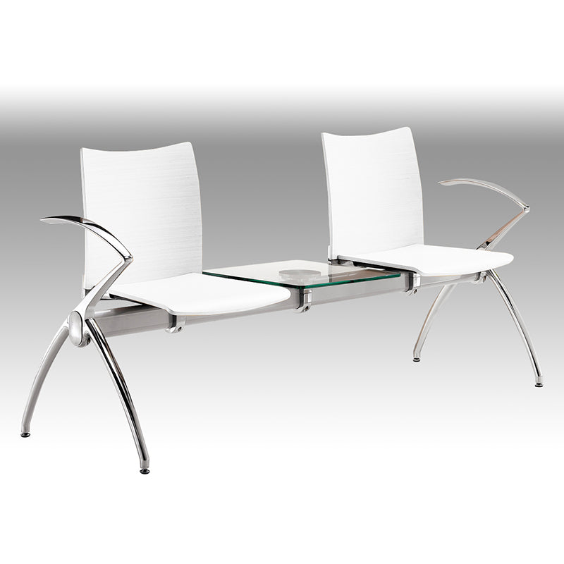 BANCADA ISMOBEL RIGA 3/2+1 LACADA BLANCO MESA CRISTAL