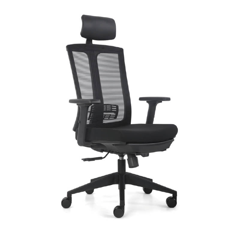 SILLA FORCE FC-3098A EJECUTIVA RESPALDO MESH C/CABECERA TELA NEGRA