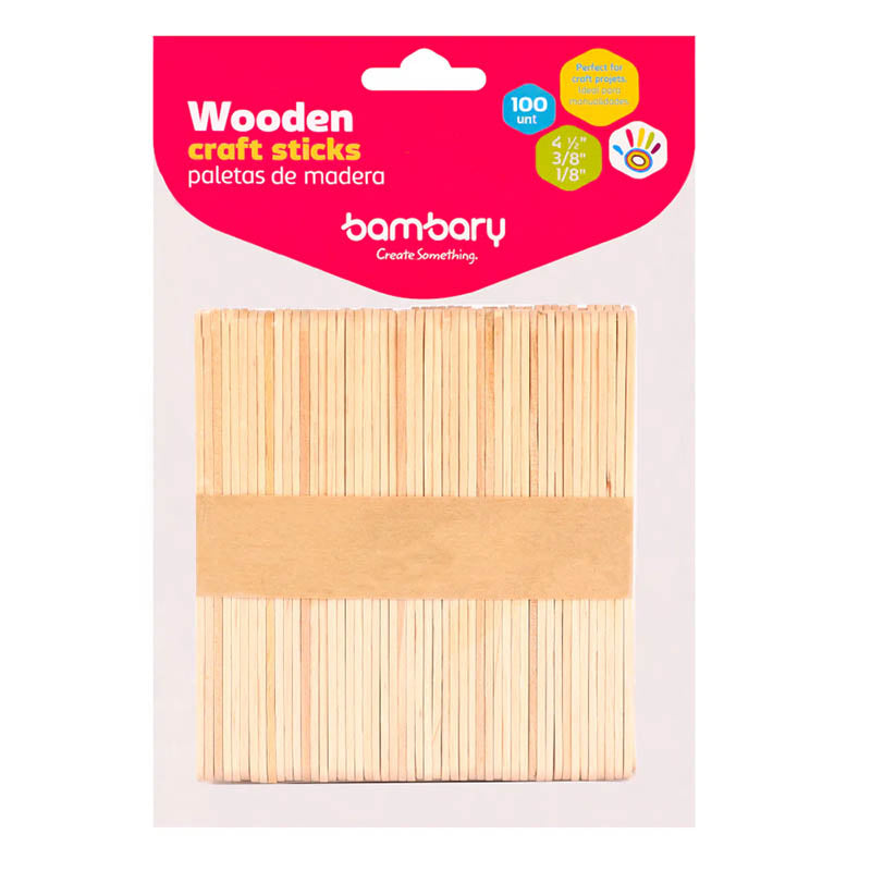 BAMBARY Paletas de Madera Chicas – Natural (100 unidades)