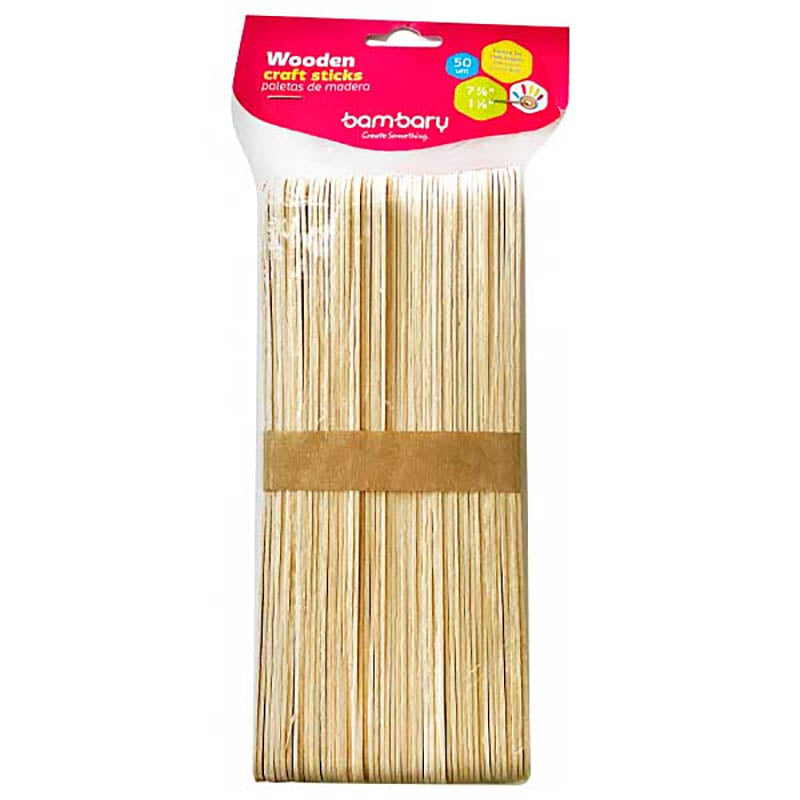 BAMBARY Paletas de Madera Chicas – Natural (50 unidades)