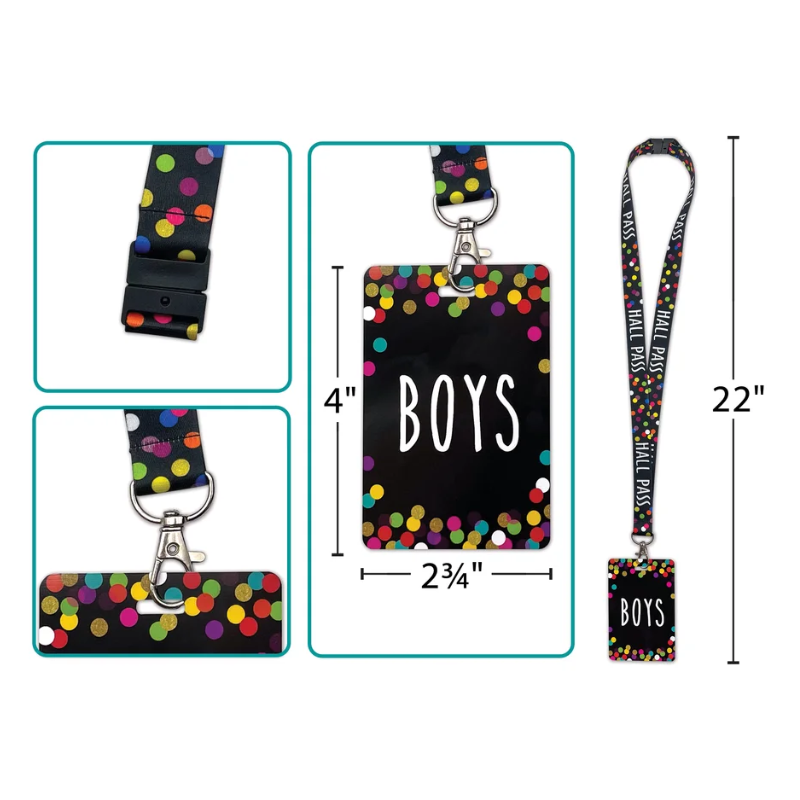 Confetti Hall Pass Lanyards