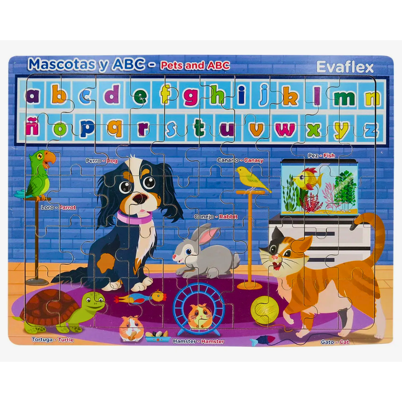 ROMPECABEZA DE MASCOTAS Y ABC (50 PIEZAS)
