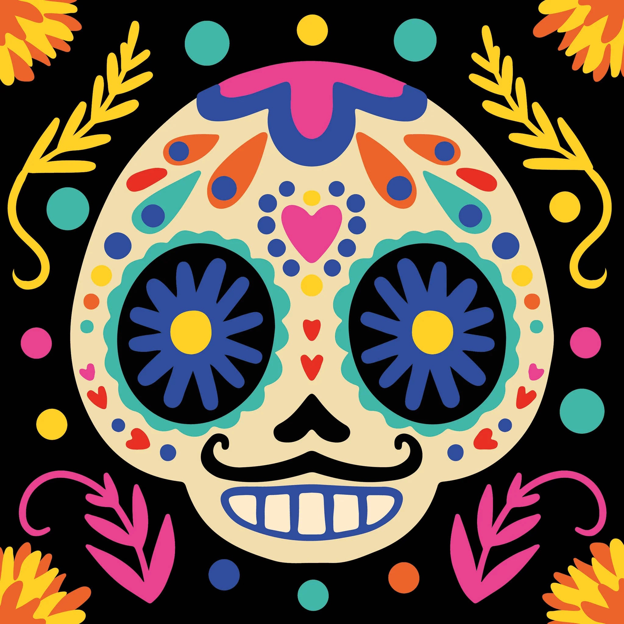 DIAKO BU-0053 LIENZO PINTA POR NUMERO DÍA DE MUERTOS (21X21 CM)