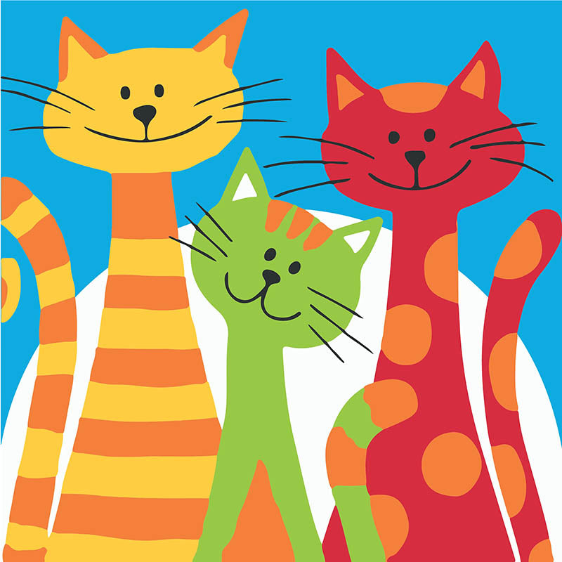 DIAKO BU-5790 LIENZO PINTA POR NUMERO TRES GATOS (21X21 CM)