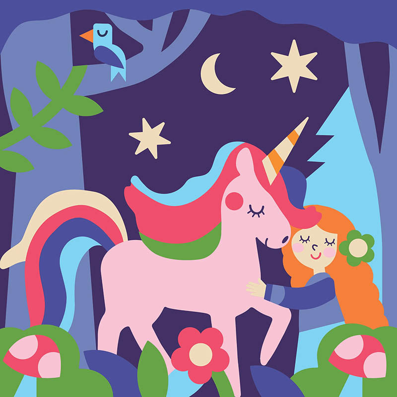 DIAKO BU-2989 LIENZO PINTA POR NUMEOR UNICORNIO (21X 21 CM)