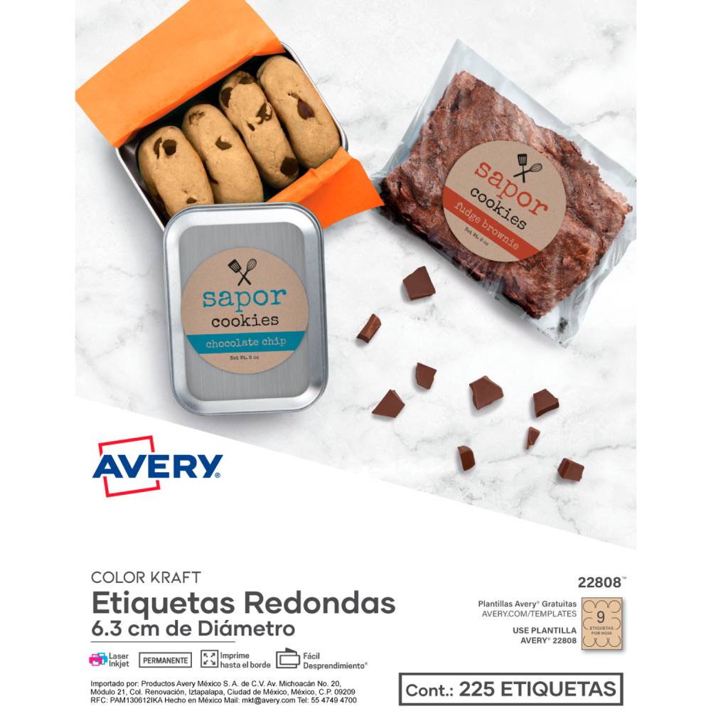 Avery etiquetas kraft redondas