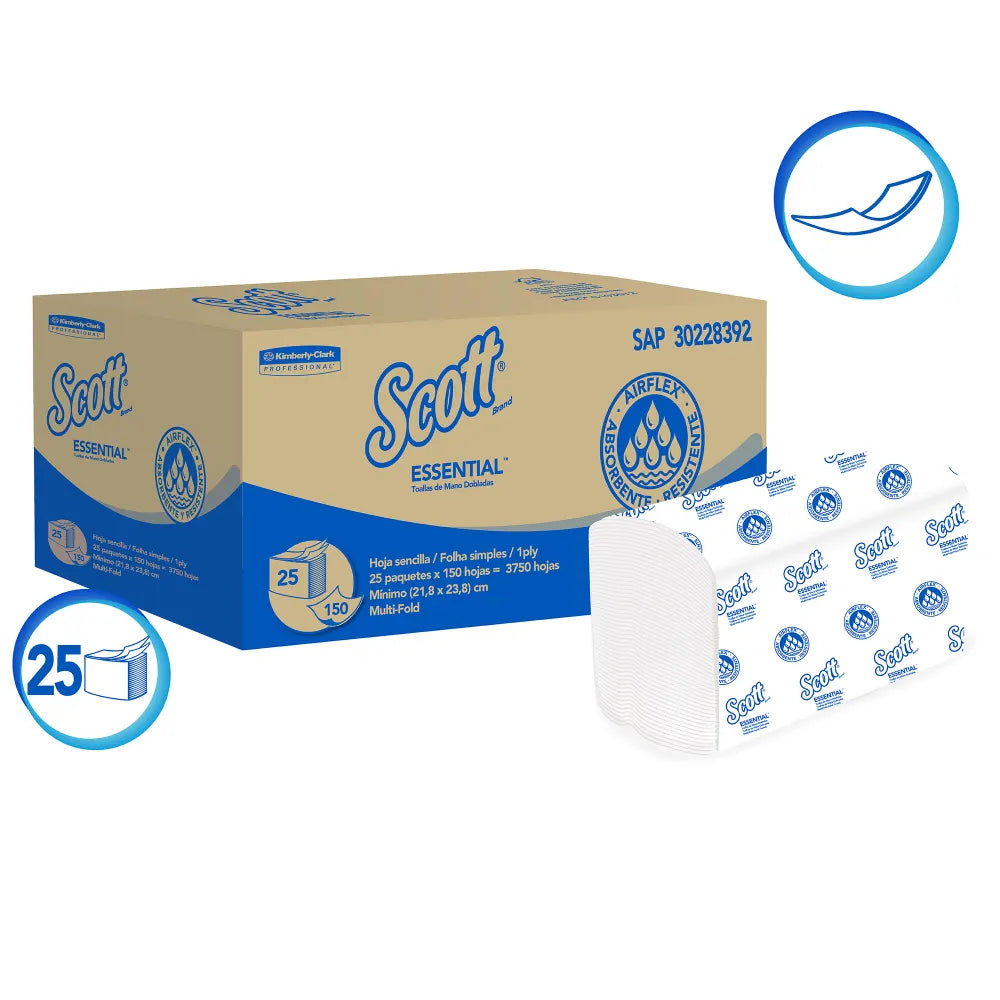 KCP SAP30228392 PAPEL TOALLA DE MANO INTERFOLIADO SCOTT (1PLY) (25X150H)