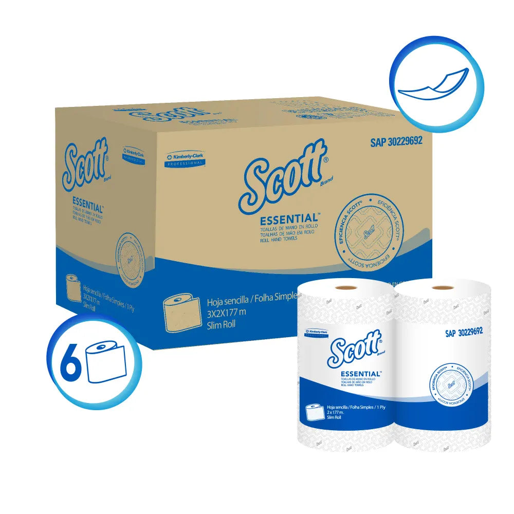 KCP SAP30229692 PAPEL TOALLA DE MANO EN ROLLO SCOTT ESSENTIAL (1-PLY) (3X2X177M)