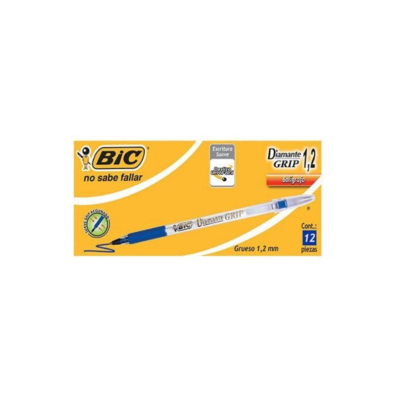 Plumas bic diamante grip (1.2mm) (12 unidades)