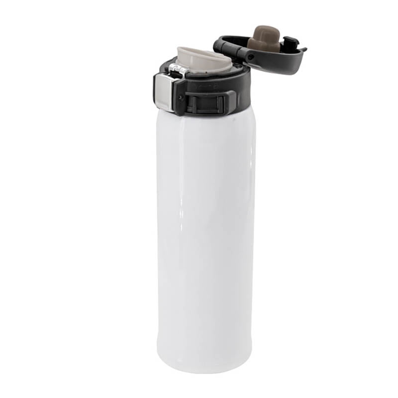 BOTELLA DE AGUA DE ACERO TAPA ABATIBLE INOXIDABLE 450ML