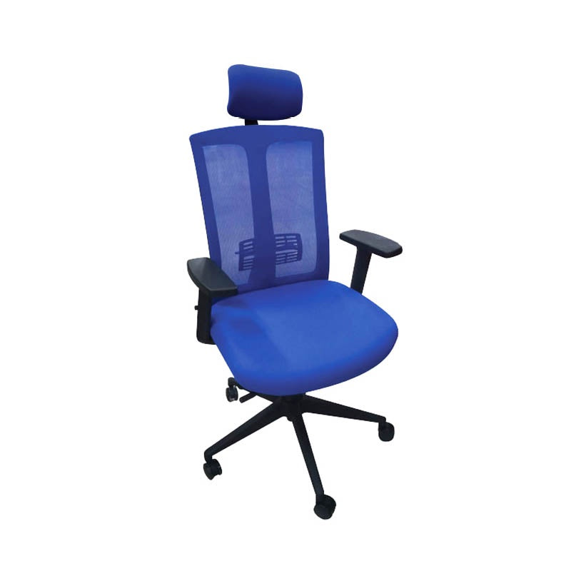 SILLA FORCE FC-3098A EJECUTIVA RESPALDO MESH C/CABECERA TELA AZUL