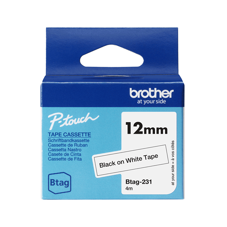 CINTA BROTHER P-TOUCH BTAG231 (12MM) NEGRO/BLANCO