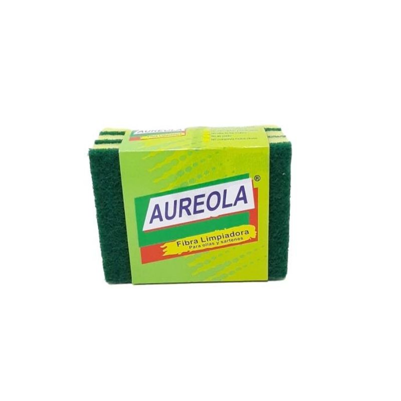 Esponja con brillo aureola/easy clean 3" x 4" (p/3u)