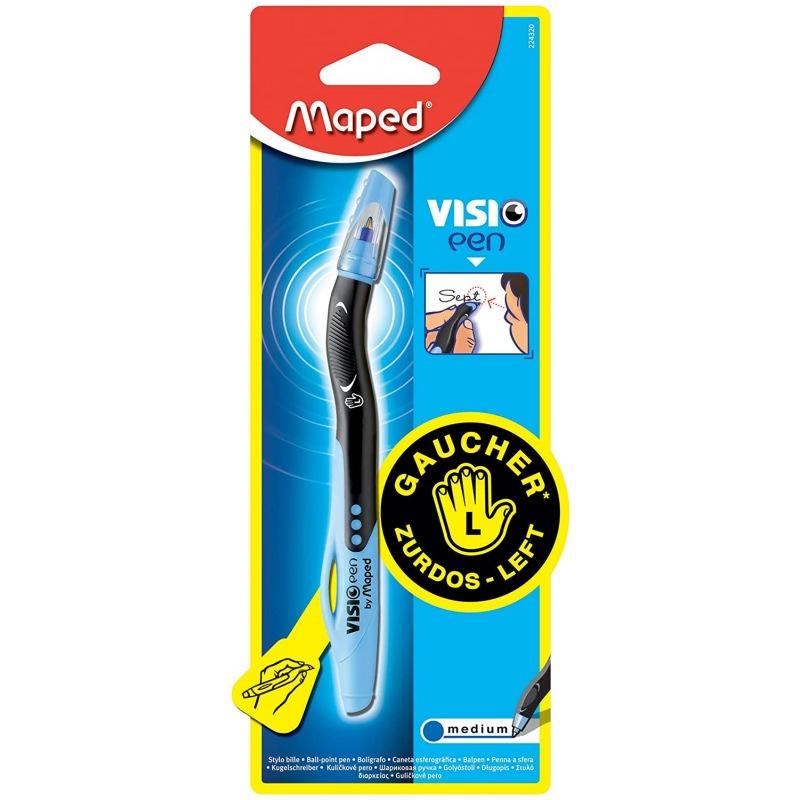 Bolígrafo azul para zurdos