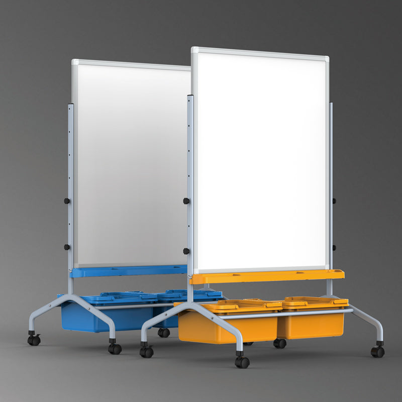 Tablero escolar rodante con organizadores amarillo (75 x 100 cm)