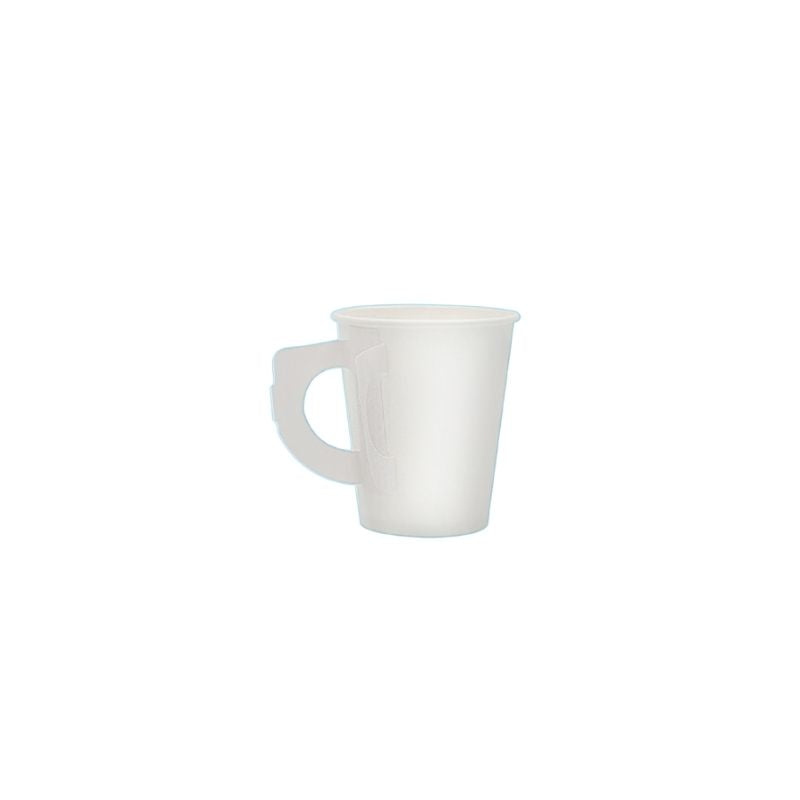 Vaso blanco con asa para café (6 onzas)