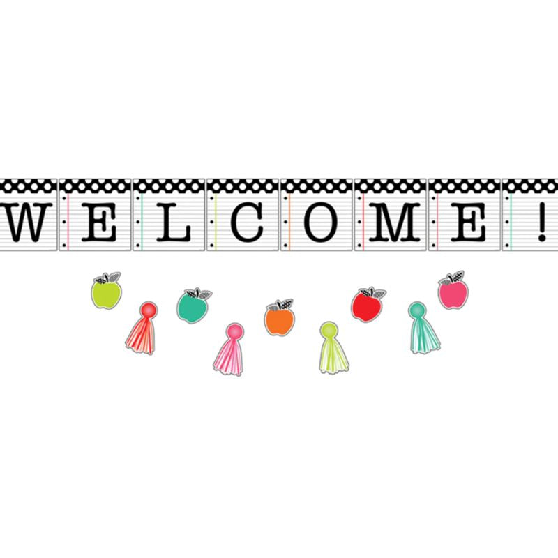 Lámina Black White Nstylish Brights Welcome Bulletin Board Set