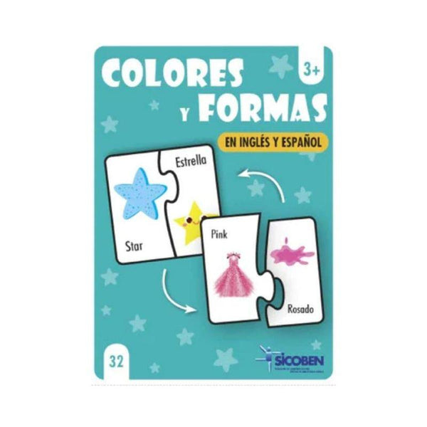 Juego Didáctico - Flash Card Colores y Formas - Inglés y Español - 64  piezas.