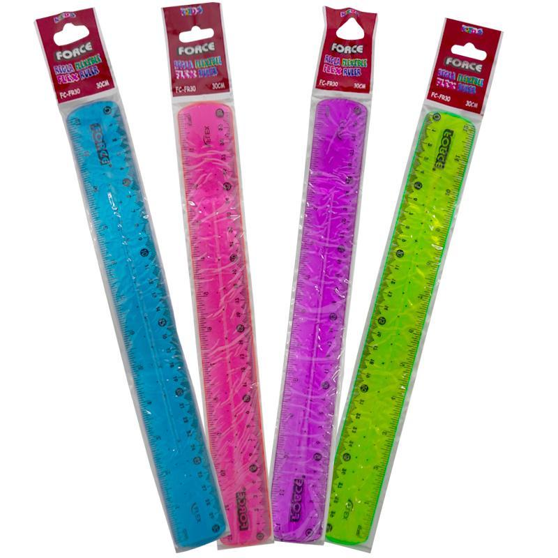 "REGLA-FORCE-PLÁSTICA-FLEXIBLE-DE-30CM-12""-(COLORES-SURTIDOS)-0602925"