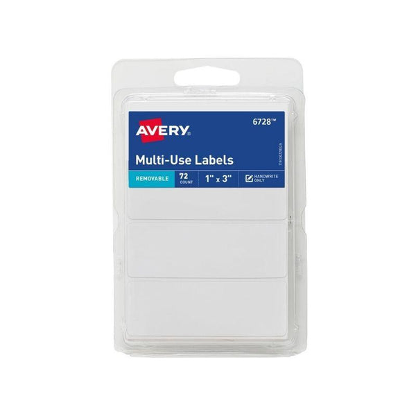 Etiqueta avery multi use labels removable white (1" x 3") (72 und
