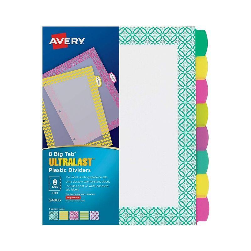 División de portafolio avery (8 tabs) ultralast plastic div - Ultracomonline.com