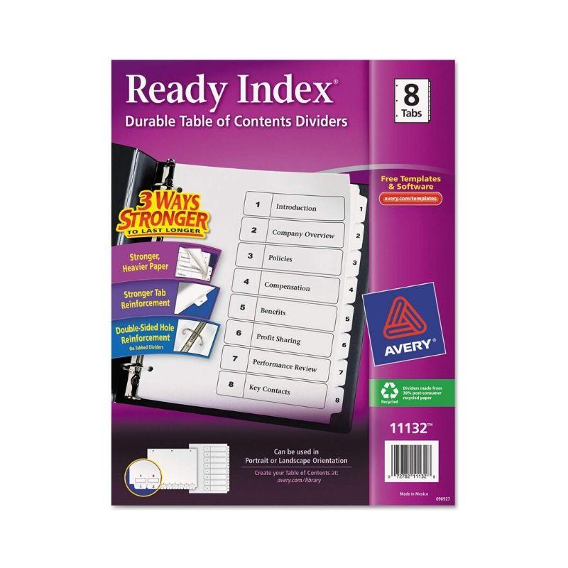 División de portafolio avery (8 tab) blanco/negro - Ultracomonline.com
