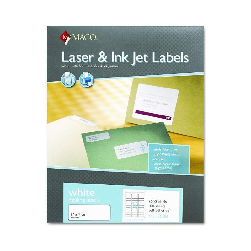 Etiqueta maco (1" x 2 5/8") laser & inkjet labels white (3000 und) - Ultracomonline.com