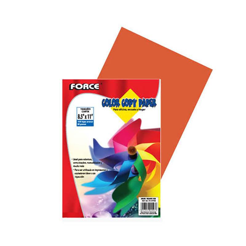 Bond force naranja rojo de 80g-20lb (8.5" x 11") (100 hojas)