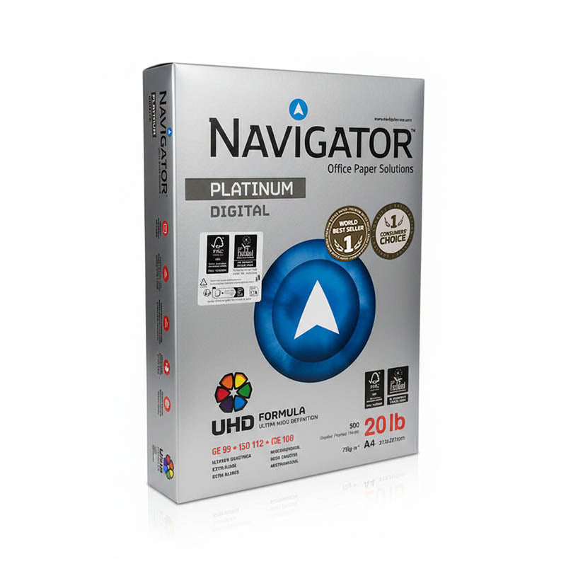 PAPEL MULTIPROPOSITO NAVIGATOR PLATINUM A4 20LB-75G (99%) (RESMA/500H)