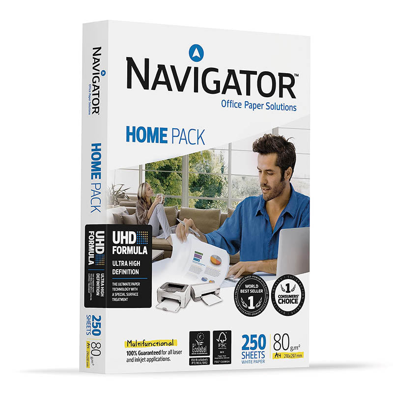 PAPEL MULTIPROPOSITO NAVIGATOR HOME PACK 8.5"X11" 20LB-75G (99%) (RESMA/250H)