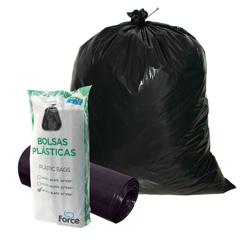 BOLSA PLASTICA FORCE (37"X50") (55-GAL/208-LTS) (P/100U) NEGRA