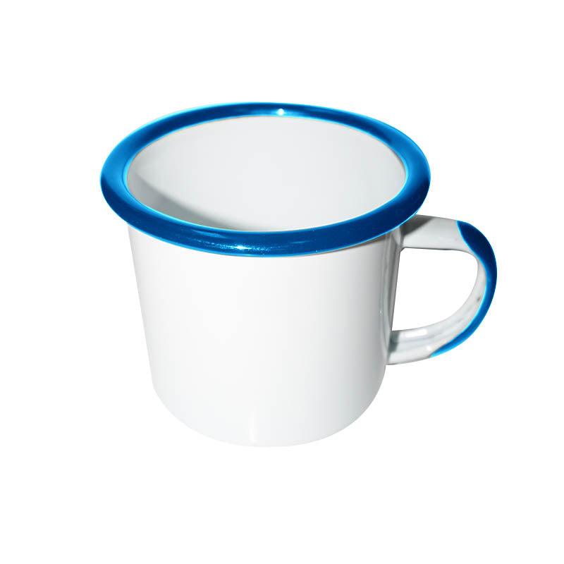 TAZA DE PELTRE BLANCA CON BORDE Y ASA (12-OZ)