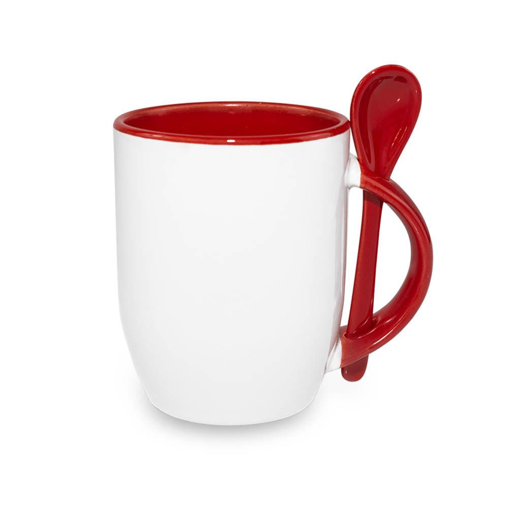 TAZA DE CERAMICA CON INTERIOR - ASA Y CUCHARA (11-OZ)