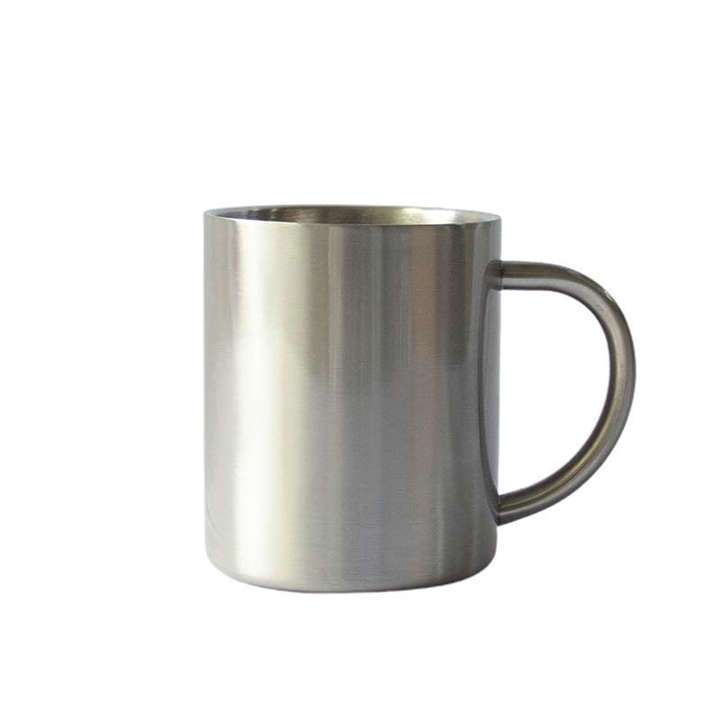 TAZA DE ACERO INOX CON ASA PLATA (300ML)