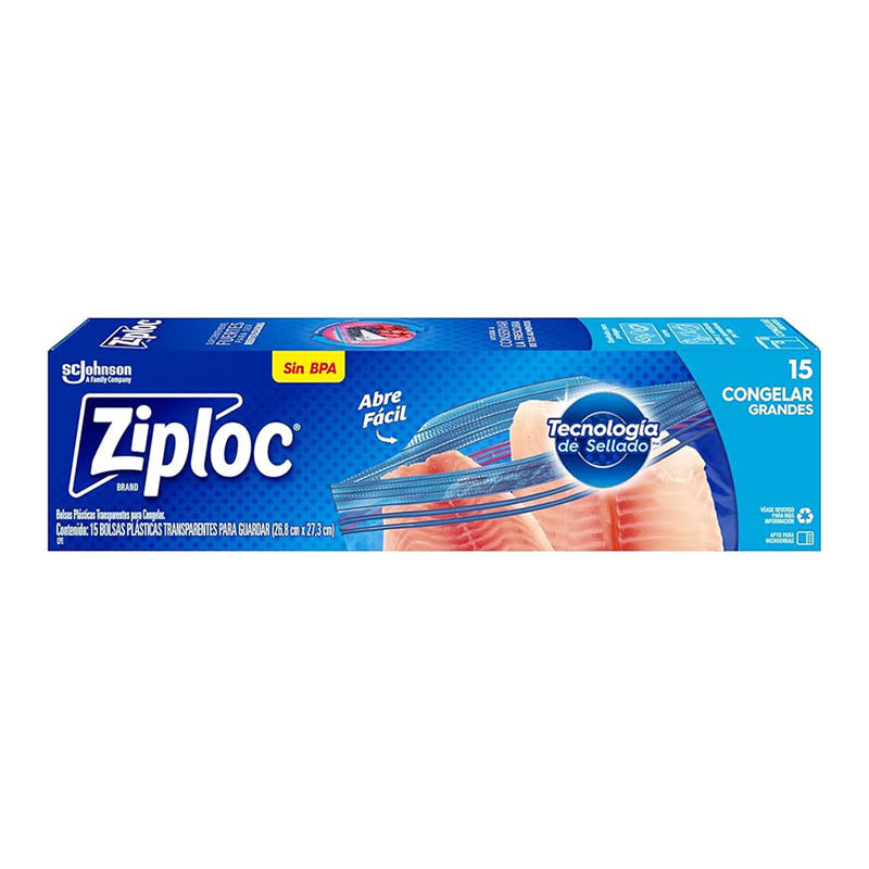 Bolsa plástica ZIPLOC congelar grande (15 unidades)