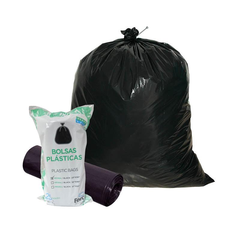 BOLSA PLASTICA FORCE (23"X30") (13-GAL/49-LTS) (P/25U) NEGRA