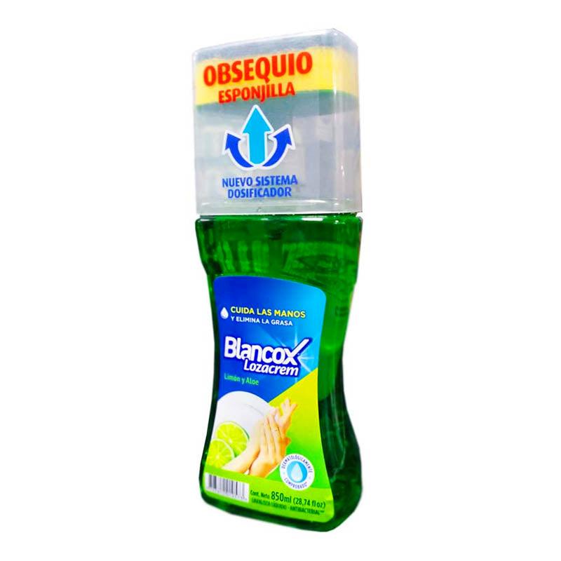 LOCION LAVAPLATOS LIQUIDO BLANCOX LOZACREM (850-ML) LIMÓN Y ALOE