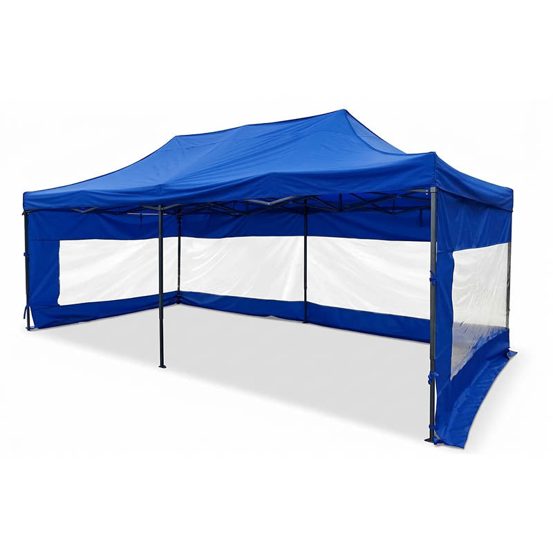 CARPA PLEGABLE CON PARED (3X6M) AZUL CLARO TRANSPARENTE