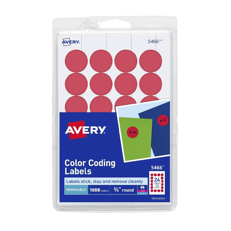 Etiquetas Avery 5466 Redondas – Código de Color (Rojas)